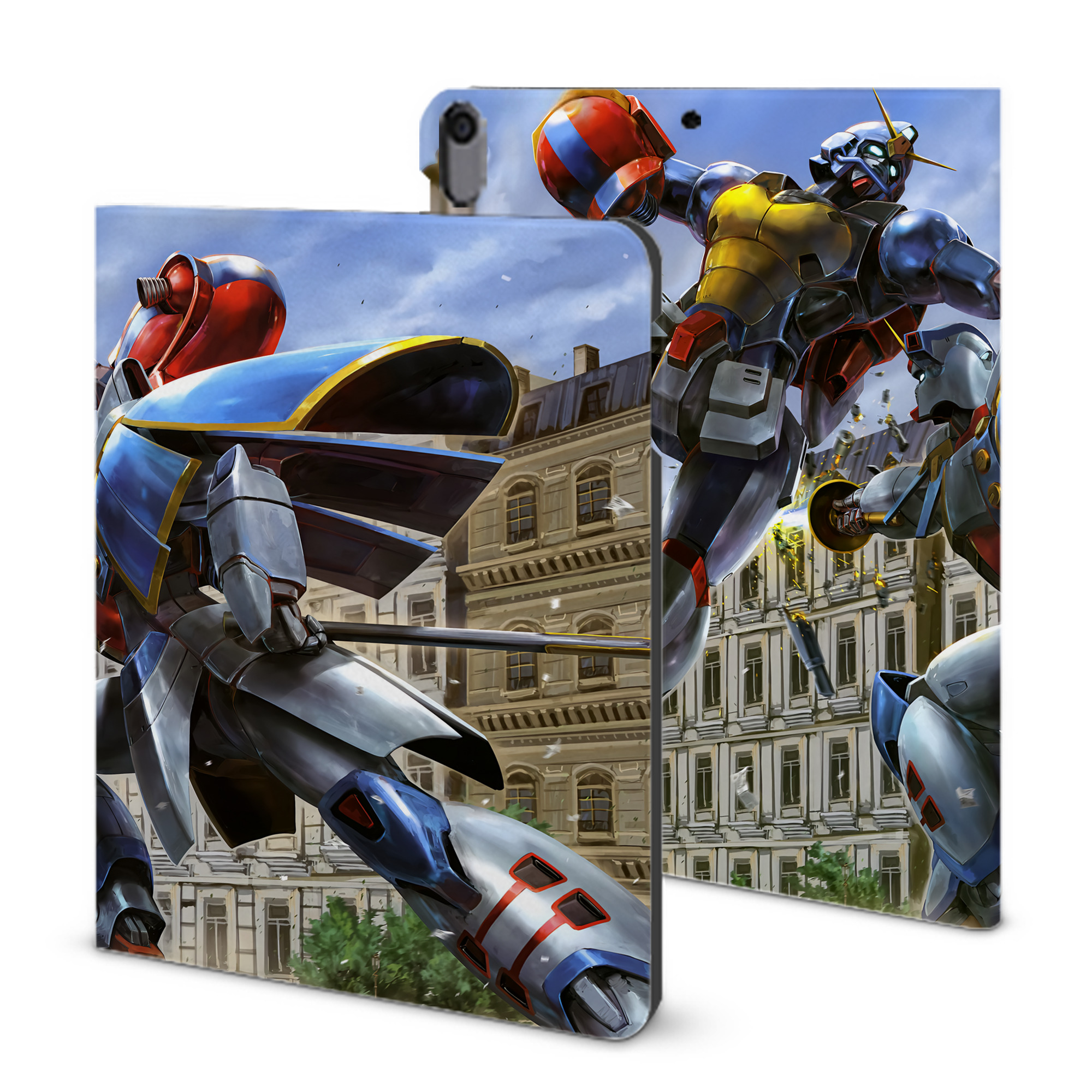 （画像用） 機動戦士ガンダム Mobile Suit Gundam IPad ケース ブック型 PUレザー TPU 耐衝撃 軽量 薄型 ペン収納なし 全面保護 IPad 各モデル対応